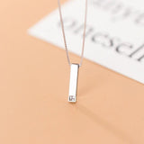 925 Sterling Silver Rectangle Pendant Necklace for Women