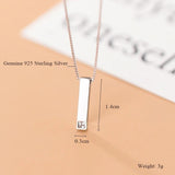 925 Sterling Silver Rectangle Pendant Necklace for Women