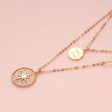 14K Rose Crystal Double Layer Necklace