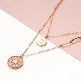 14K Rose Crystal Double Layer Necklace
