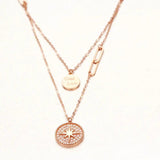 14K Rose Crystal Double Layer Necklace