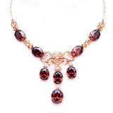 14K Rose Gold Plated Ruby Chains Necklace Wedding Pendant