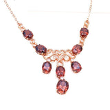 14K Rose Gold Plated Ruby Chains Necklace Wedding Pendant