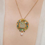 Natural Hetian Jade Tassel Pendant Clavicle Chain Silver Jewelry
