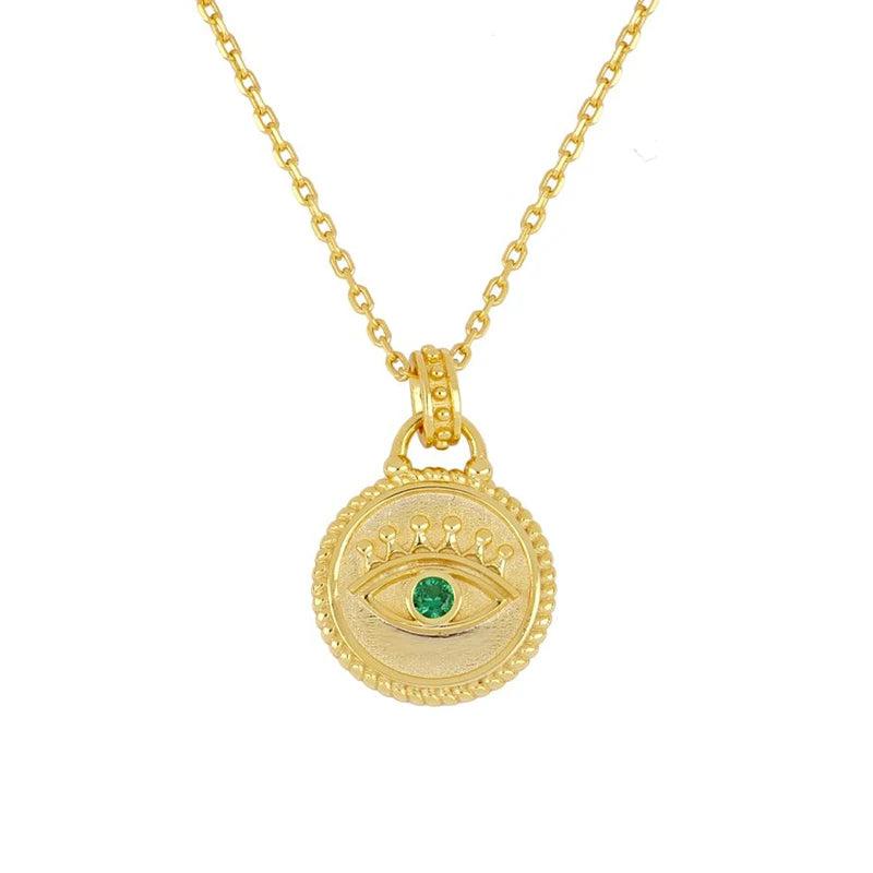 925 Silver Turquoise Round Plate Pendant Necklace Wedding Jewelry