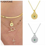 925 Silver Turquoise Round Plate Pendant Necklace Wedding Jewelry