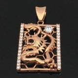 Purple Hollow Crystal Square Dragon Necklace 14K Rose Plated