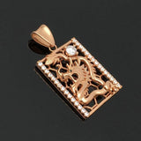 Purple Hollow Crystal Square Dragon Necklace 14K Rose Plated