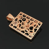 Purple Hollow Crystal Square Dragon Necklace 14K Rose Plated