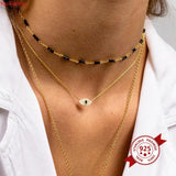 925 Silver Crystal Evil Eye Necklace Diamond Anniversary Gift
