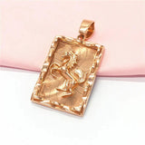Purple Zodiac Horses Necklace 14K Rose Pendant Women's Accessories
