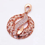 14K Rose Inlaid Crystal Geometric Pendant Necklace for Women