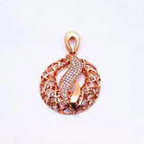 14K Rose Inlaid Crystal Geometric Pendant Necklace for Women
