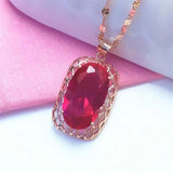 14K Rose Gold Ruby Pendant Necklace for Wedding