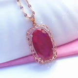 14K Rose Gold Ruby Pendant Necklace for Wedding