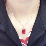 14K Rose Gold Ruby Pendant Necklace for Wedding