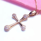14K Rose Geometric Crystal Necklace for Women