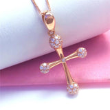 14K Rose Geometric Crystal Necklace for Women