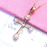 14K Rose Geometric Crystal Necklace for Women