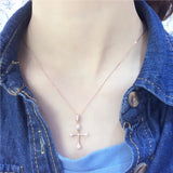 14K Rose Geometric Crystal Necklace for Women