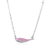 925 Silver Pink Whale Fish Pendant Choker Necklace for Women