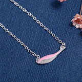 925 Silver Pink Whale Fish Pendant Choker Necklace for Women