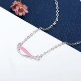 925 Silver Pink Whale Fish Pendant Choker Necklace for Women
