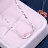925 Silver Pink Whale Fish Pendant Choker Necklace for Women