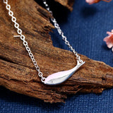925 Silver Pink Whale Fish Pendant Choker Necklace for Women