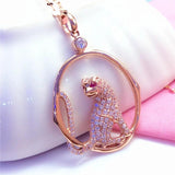 Geometric 585 Purple Crystal Pendant Necklace 14k Rose Charm Jewelry