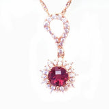Classic Ruby Necklace 14K Rose Gold Chain Purple Plated Ladies Wedding Jewelry