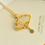 Vintage Hetian Jade Fan Pendant, Classical Court Craftsmanship