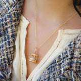 Romantic Silver Merry-Go-Round Pendant Necklace with Diamond and Pearl