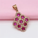 Purple Pink Gemstone Necklace with 14K Rose Pendant
