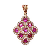Purple Pink Gemstone Necklace with 14K Rose Pendant