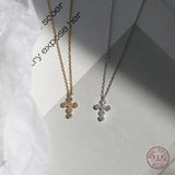 925 Silver Pav? Crystal Cross Pendant Necklace Classic Wedding Party Jewelry