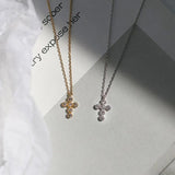 925 Silver Pav? Crystal Cross Pendant Necklace Classic Wedding Party Jewelry