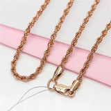 14K Rose Chunky Rope Chain Necklace Hip-Hop Jewelry