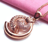 14K Rose Gold Plated Crystal Screw Necklace Vintage Pendant
