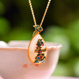 Hetian Jade Enamel Porcelain Flower Necklace
