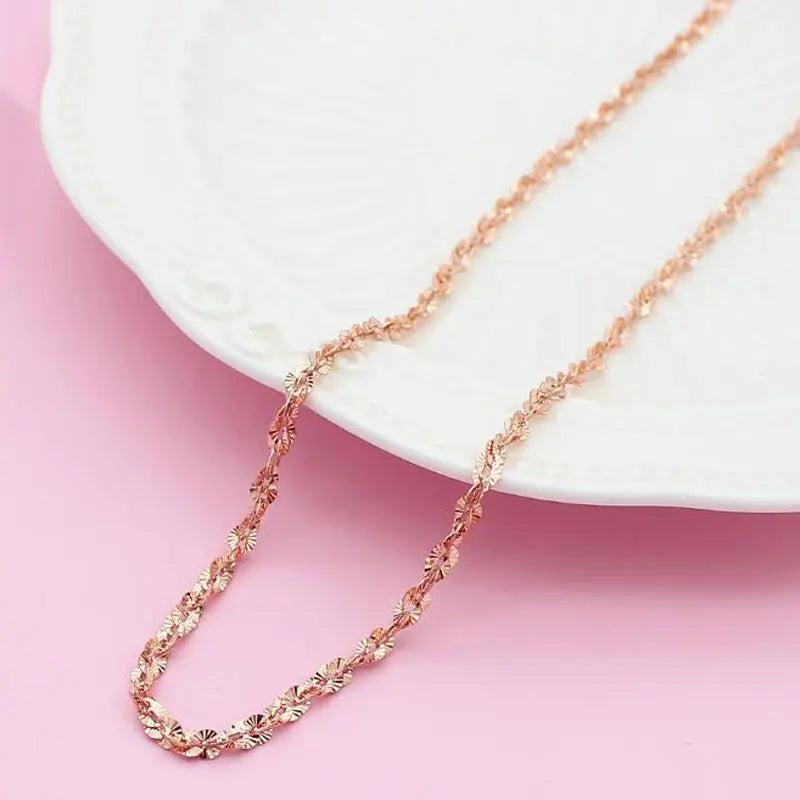 Purple Plated 14K Rose Flower Charm Necklace for Women