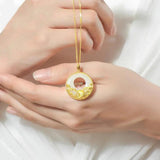 Silver Pendant Hetian Jade Peace Buckle Chinese Retro Craft Women Jewelry