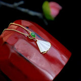 Chinese Retro Gas Light Charm Hetian Jade Pendant Necklace