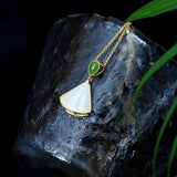 Chinese Retro Gas Light Charm Hetian Jade Pendant Necklace