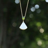 Chinese Retro Gas Light Charm Hetian Jade Pendant Necklace