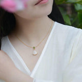 Chinese Retro Gas Light Charm Hetian Jade Pendant Necklace