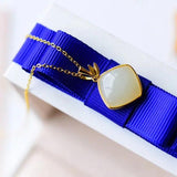 Silver Hetian Jade Pendant Necklace Fresh Women Jewelry
