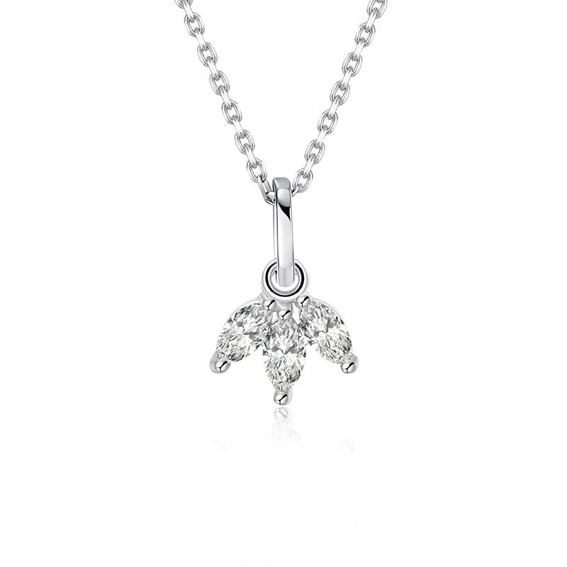 TrustDavis 925 Silver Fish Tail CZ Necklace for Women