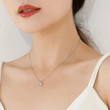 TrustDavis 925 Silver Fish Tail CZ Necklace for Women