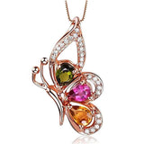 RoseGold Crystal Butterfly Pendant Necklace for Women
